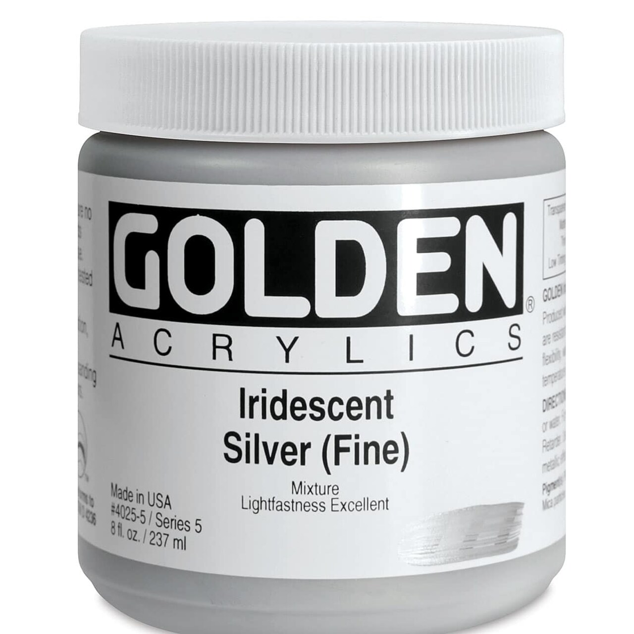 Golden Heavy Body Artist Acrylics - Iridescent Silver (Fine), 8 oz jar